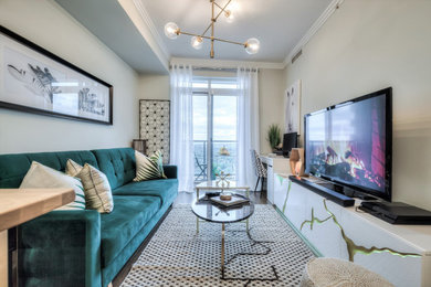 Mid-century modern living room photo in Toronto