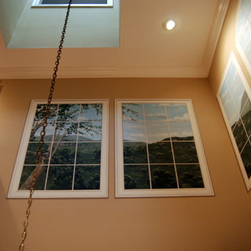 Trompe L'Oeil Windows in two story Dining Room.