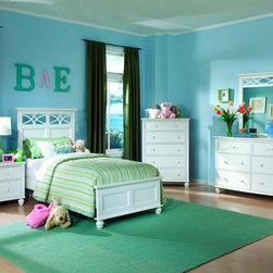 HOMELEGANCE 2119TW-1 4PCS COTTAGE WHITE WOOD KIDS TWIN BEDROOM SET - Kids Bedroom Furniture Sets