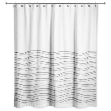 Wavy Lines 2 71x74 Shower Curtain