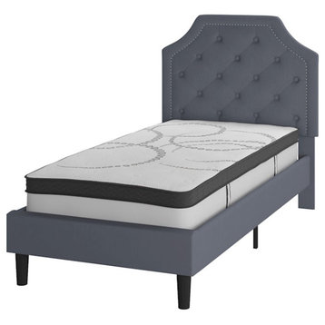 Flash Furniture Brighton Twin Platform Bed Set, Light Gray, SL-BM10-9-GG