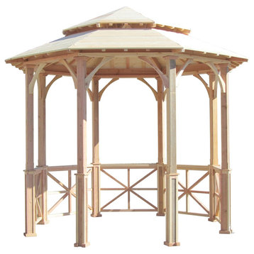 SamsGazebos 10' Octagon English Cottage Garden Gazebo, Two-Tiered Roof