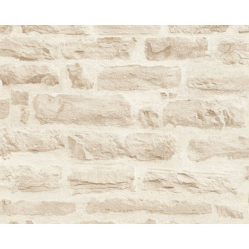 Textured Wallpaper Brick Rustic, 355803, Beige Cream Brown, 1 Roll