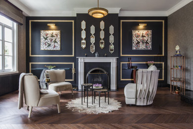Example of a transitional living room design in Other