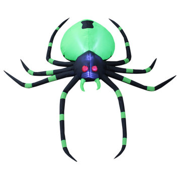 Large Halloween Inflatable Green Spider,6'