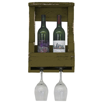 Farmhouse 2-Bottle Wine Shelf, Olive Green