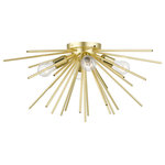 Livex Lighting - Tribeca 4 Light Soft Gold With Polished Brass Accents Large Flush Mount - The Tribeca four light ceiling mount will become an attention-grabbing feature in your modern home decor. The soft gold finish with polished brass finish accents grace the design with elegance and charm, providing a traditional quality to the appearance. The iron pipe rods gives the ceiling mount a sleek and attractive style.