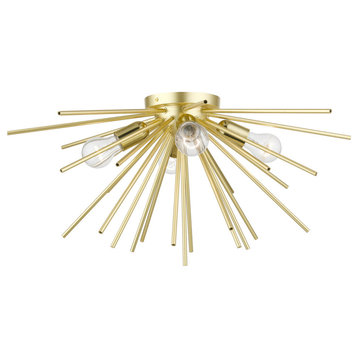 Tribeca 4 Light Soft Gold With Polished Brass Accents Large Flush Mount