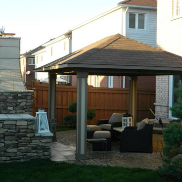 Outdoor fireplace and gazebo