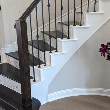 Curved Stairs With Wood And Tile