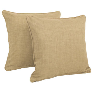 18" Outdoor Spun Polyester Square Throw Pillows, Set of 2, Sandstone