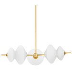 Hudson Valley - Barrow 3-Light Chandelier, Aged Brass - Stacked, angular geometric shades, set on simple arms, are the centerpiece of this showstopping design. Large-scale and linear, Barrow is available as a wall sconce, chandelier, and linear with a unique asymmetrical quality.