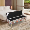 52" Lift Top Upholstered Storage Ottoman With Wooden Legs, Retro Floral