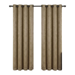 Royal Tradition - Bella Blackout 2PC Embossed Grommet Panels, Taupe, 104"x96" - Curtains