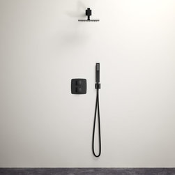 LUSSO STONE NOIR MIA MATT BLACK SHOWER SET WITH THERMOSTATIC VALVE AND HAND-HELD - Products