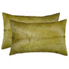 12"x20" Torino Cowhide Pillows, Set of 2, Lime