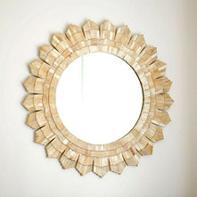 Contemporary Wall Mirrors Bone Sunburst Mirror