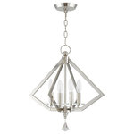 Livex Lighting - Diamond 4-Light Mini Chandelier, Polished Nickel - The Diamond four light polished nickel chandelier lets you explore a new facet of your design sense. Shaped like a diamond, this contemporary four light chandelier is like jewelry for your home's interior.
