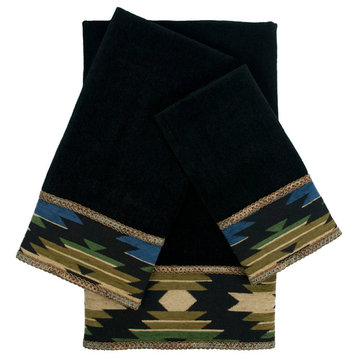 Phoenix 3-Piece Embellished Towel Set, Black