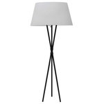 Dainolite - 1-Light Modern Tripod Floor Lamp Gabriela, Matte Black With White Shade - Matte Black 26" Gabriela Floor Lamp with White Shade. This single light LED compatible is recommended for a Living Room. It requires 1 incandescent bulb, is covered by a 1 Year Warranty and is suitable for either a residental or commercial space.