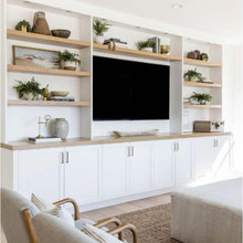 Evergreen Downstairs TV/storage wall