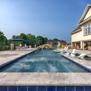 Custom Rectilinear Pool and Spa with Natural Rock Waterslide