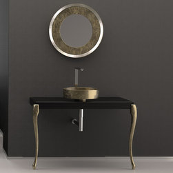 Italian Bathroom Vanity Console | Black and Gold - Bathroom Vanities And Sink Consoles