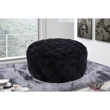Addison Velvet Upholstered Ottoman/Bench, Black
