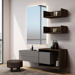 Dressing Table in Brushed Aluminium and Dark Walnut Finish by Inspired Elements - Dressing Tables
