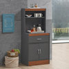 54" Tall Open Shelves Enclosed Storage Kitchen Cabinet, Gray-Oak