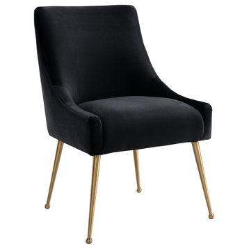 Beatrix Velvet Side Chair, Black