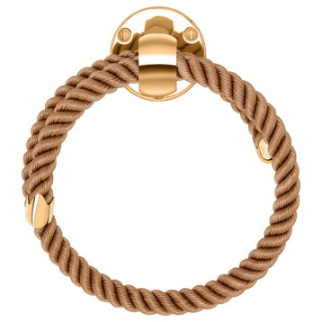 Nautiluxe Collection Nautical Towel Ring, Natural Rope and Gold