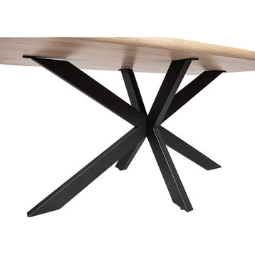 Ravenna 63" Rectangular Wood Dining Table With Modern Metal Base Maple