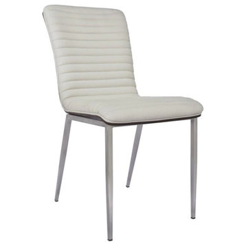 Favianne Dining Chair, Pearl White Perforated Cover, Walnut Veneer Back
