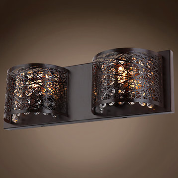 Lazer 2 Light Bronze Sconce With Clear Asfour Crystal