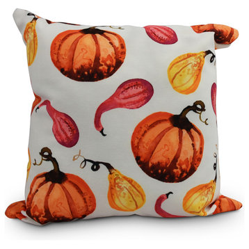 26" Gourds Galore Cream Fall Print Decorative Throw Pillow