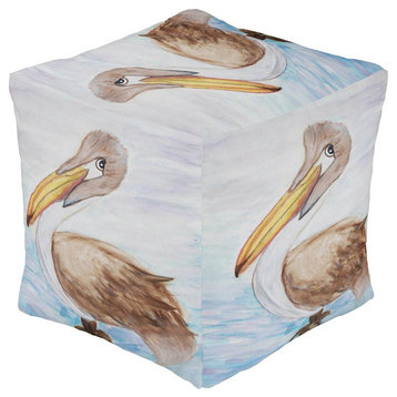 Birds home decor ottoman foot stools from my art., Brown Pelican