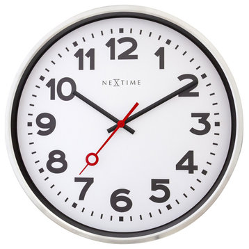 Station 17.7" Silent White Wall Clock