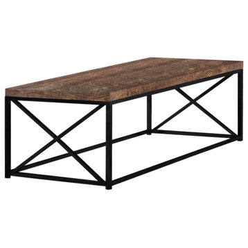 17" Reclaimed Wood Particle Board And Black Metal Coffee Table