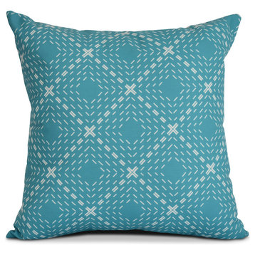 Aqua Dots and Dashes, Geometric Print Pillow, 26"x26"