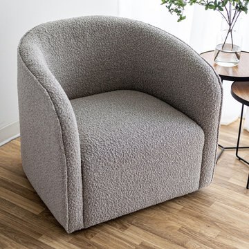 Evita Swivel Chair – Greige Boucle