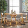 GDF Studio 5-Piece Antonio Mid Century Natural Oak Finished Dining Set, Light Beige