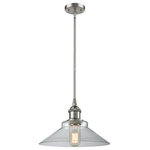 Innovations Lighting - 1-Light Dimmable LED Orwell 9" Pendant, Brushed Satin Nickel, Glass: Clear - A truly dynamic fixture, the Ballston fits seamlessly amidst most decor styles. Its sleek design and vast offering of finishes and shade options makes the Ballston an easy choice for all homes.