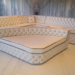 Grand white diamond tufted sectional - Sectional Sofas