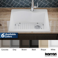 Karran Drop-In Quartz 25" 1-Hole Single Bowl Kitchen Sink Kit, White