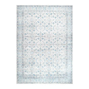 Transitional Herati Floral Rug, Aqua, 5'x7'5"