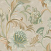 Jacobean Style Floral Non Woven Wallpaper, Beige Green, Sample