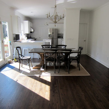 SAG HARBOR: RED OAK INSTALLED IN NEW EXTENSION/REFINISH ENTIRE HOME DARK WALNUT