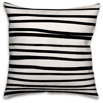 Black Watercolor Stripes 16"x16" Spun Poly Pillow