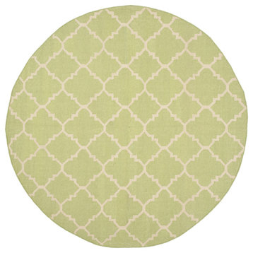 Safavieh Dhurries Collection DHU554 Rug, Light Green/Ivory, 6' Round
